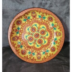 Vtg 1971 Daher Decorated Ware Round Metal Tin Tray Yellow Orange Bowl  10"‎